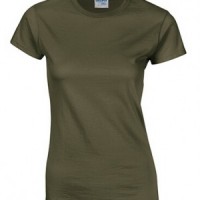 SKT038 olive green 106 short sleeved women' s round neck collar t shirt 76000L round collar tee supply tailor make tee shirts Hong Kong company tee price front view